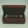 Brown Leather & Brass Telescope w/ Wooden Case